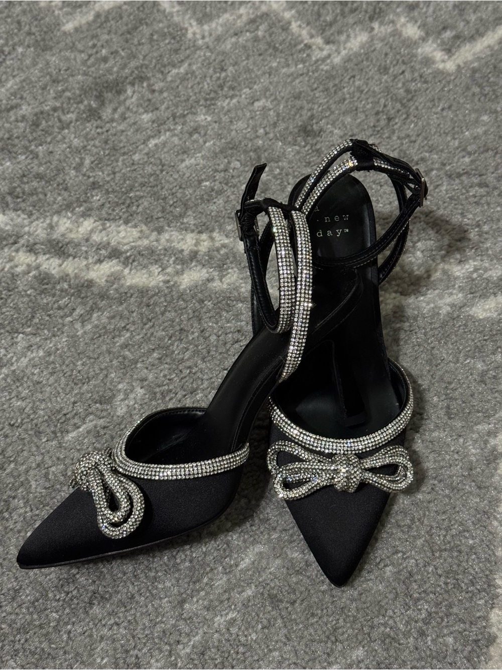a new day Black & Silver Rhinestone Carmin Heels